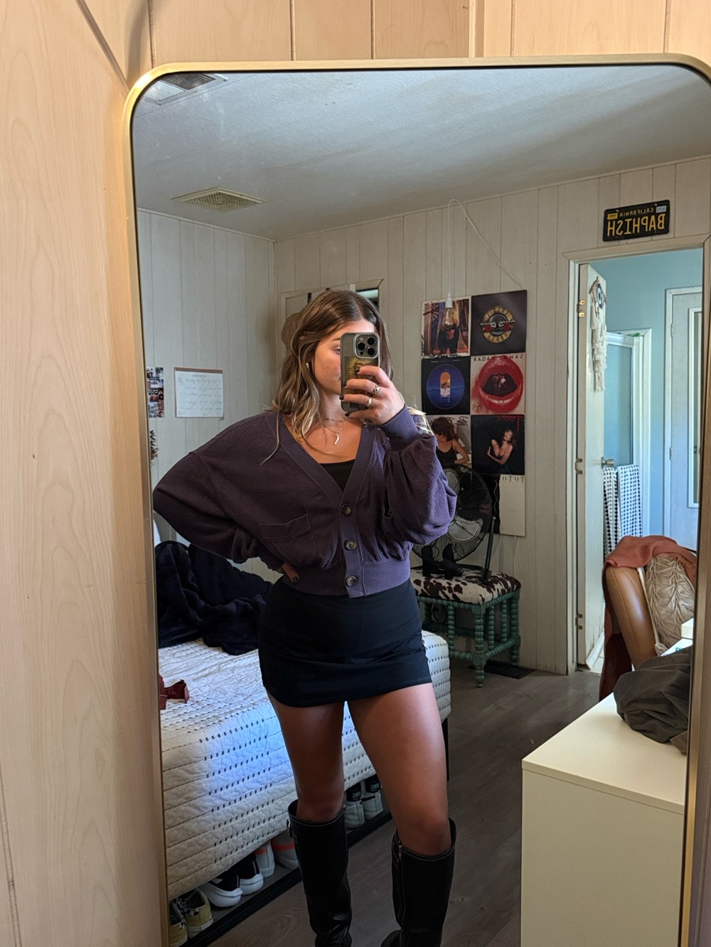Urban Outfitters Purple Cropped Button Front Cardigan